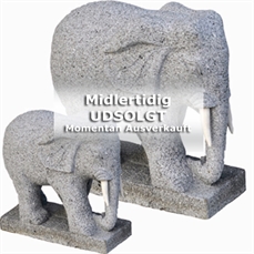 Elefant snabel ned i grå granit, med stødtænder i hvid marmor